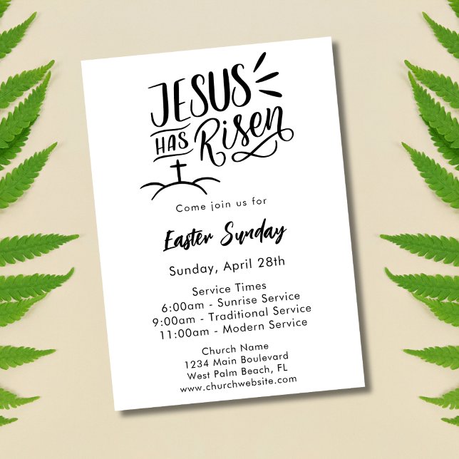 Modern Jesus Has Risen Church Easter Sunday Invitation (Creator Uploaded)