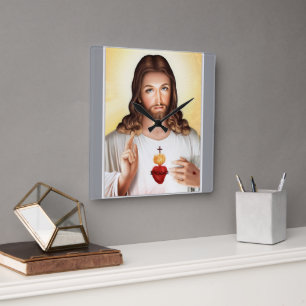 "Modern Jesus Wall Clock with Inspirational Art