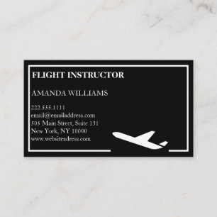 Modern Jet Aeroplane Flight Instructor  Business Card
