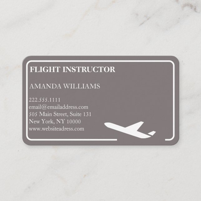 Modern Jet Aeroplane Flight Instructor  Business Card (Front)