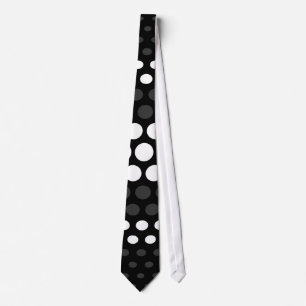 Modern Jet & White Polka Dots Pattern Tie
