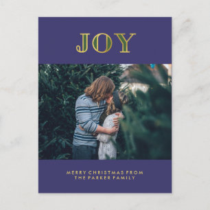 Modern Jewel Tone Christmas Joy with Photo Holiday Postcard