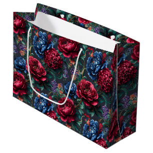 Modern Jewel-tone Floral Pattern Large Gift Bag