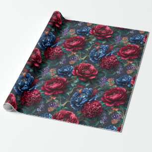 Modern Jewel-tone Floral Pattern Wrapping Paper