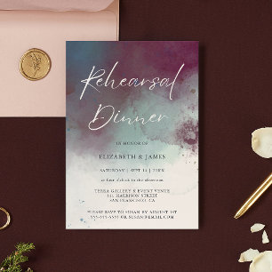 Modern Jewel Tones Wedding Rehearsal Dinner Invitation