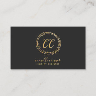 Modern Jewellery Designer Faux Gold Foil Black Business Card