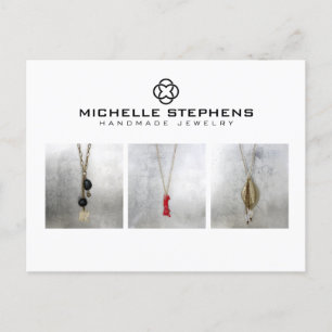 Modern Jewellery Designer Logo and Photography Whi Postcard