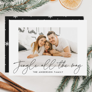Modern Jingle All The Way Charcoal Script Photo Holiday Card