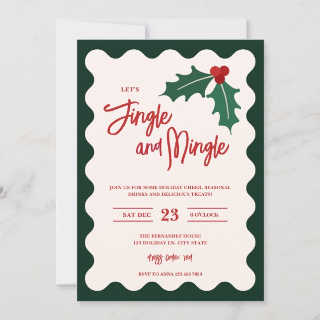 Modern Jingle and Mingle Holiday Party Invitation (Front)