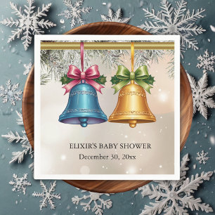 Modern Jingle Bells Christmas Ornament Baby Shower Napkin
