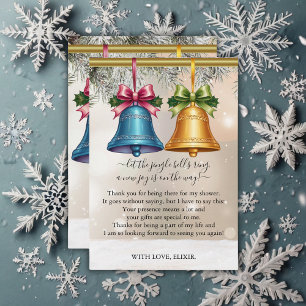 Modern Jingle Bells Christmas Ornament Baby Shower Thank You Card