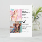 Modern Joint Birthday Party 2 Photo Invitation (Standing Front)