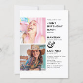 Modern Joint Birthday Party 2 Photo Invitation (Front)