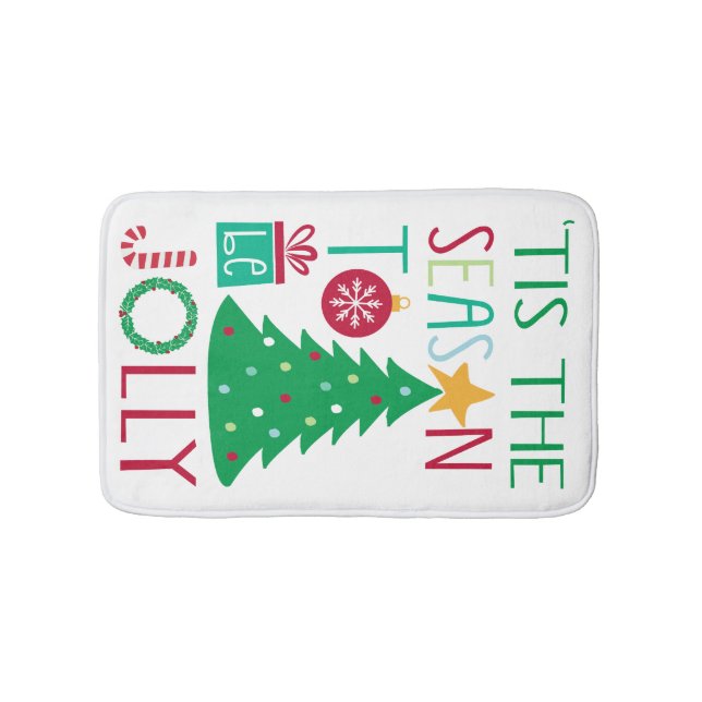 Modern Jolly Christmas Bath Mat (Front)