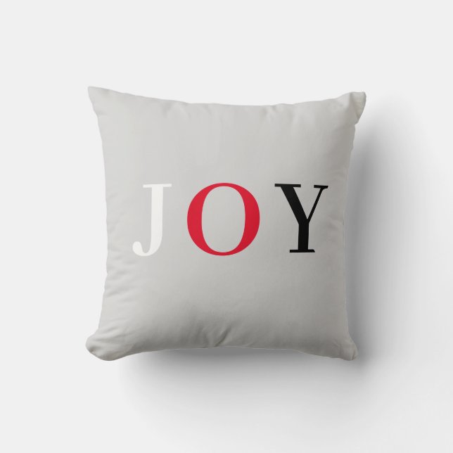 Modern Joy Calligraphy on Silver Cushion (Front)