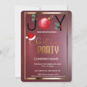 Modern Joy Corporate, Christmas Burgundy Red Invitation