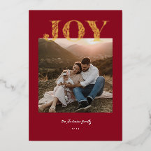 Modern Joy Elegant Foil Holiday Photo Card