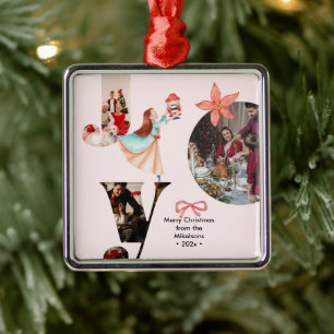 Modern Joy Family Photo Collage Metal Tree Decoration