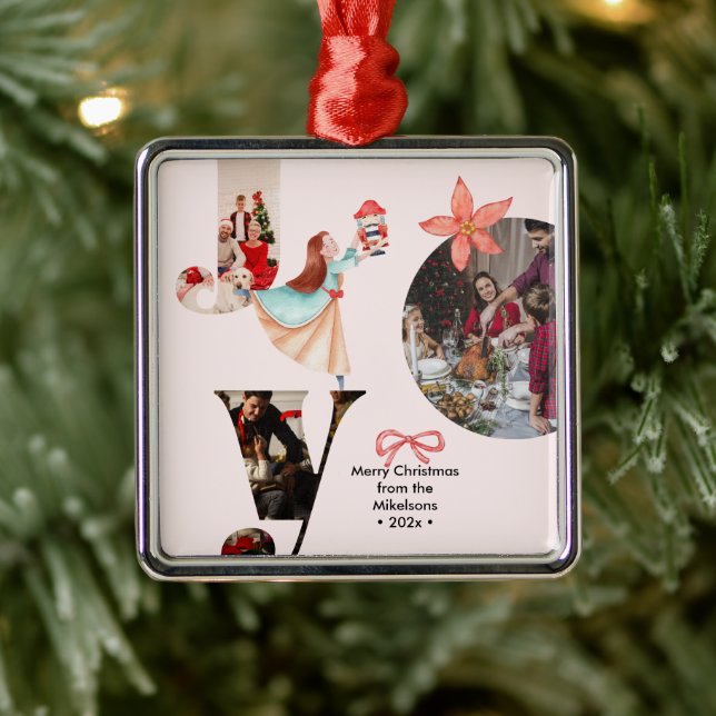 Modern Joy Family Photo Collage Metal Tree Decoration (Tree)