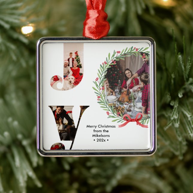Modern Joy Family Photo Collage Metal Tree Decoration (Tree)
