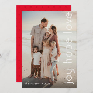 Modern Joy Hope Love Photo Christmas Holiday Card