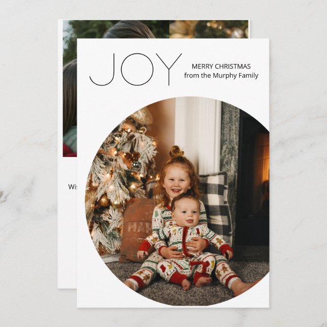 Modern Joy Minimalist Christmas Holiday Card (Front/Back)