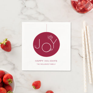 Modern Joy Ornament Happy Holidays Paper Napkin