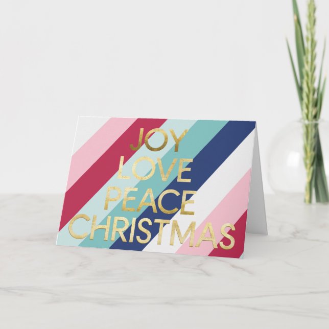 Modern Joy Peace Love Christmas Holiday Card (Front)
