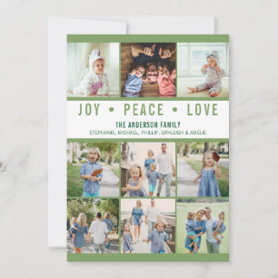 Modern Joy Peace Love Photo Collage Green Holiday