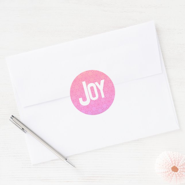Modern Joy Pink Christmas Envelope Seal Sticker (Envelope)