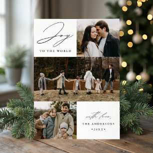 Modern Joy to the World 4 Photo Holiday Card