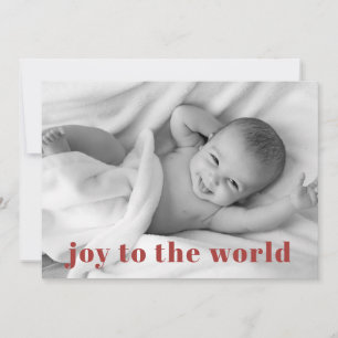Modern Joy To The World Baby Photo Holiday Birth Announcement
