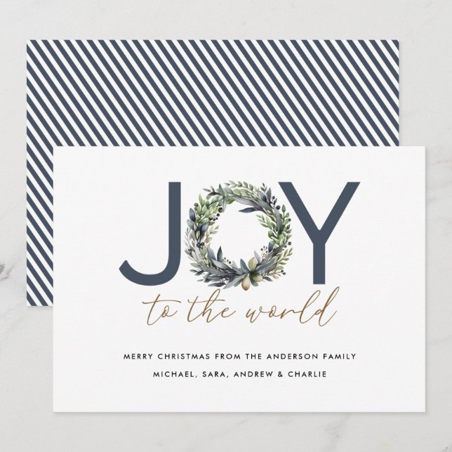 Modern Joy To The World Christmas Holiday Card (Front/Back)