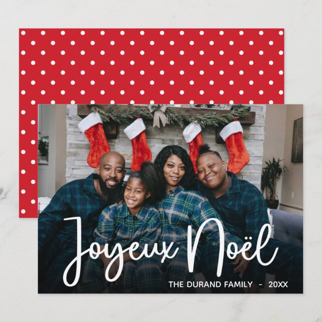 Modern Joyeux Noel Photo Holiday Card (Front/Back)