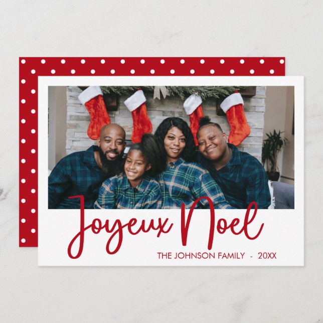 Modern Joyeux Noel Photo Holiday Card (Front/Back)