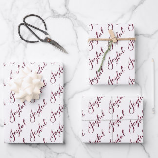 Modern Joyful Burgundy Script Wrapping Paper Sheet