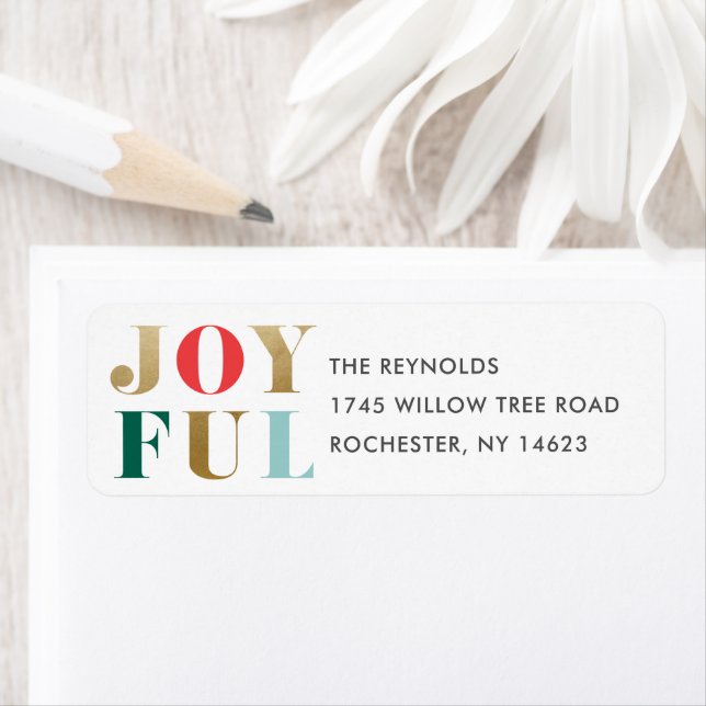 Modern Joyful Christmas Holiday Return Address (Insitu)