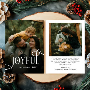 Modern Joyful Family 2 Photo Christmas Holiday Card