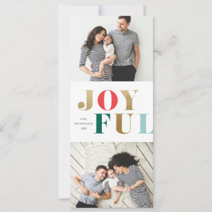 Modern joyful holiday photo card