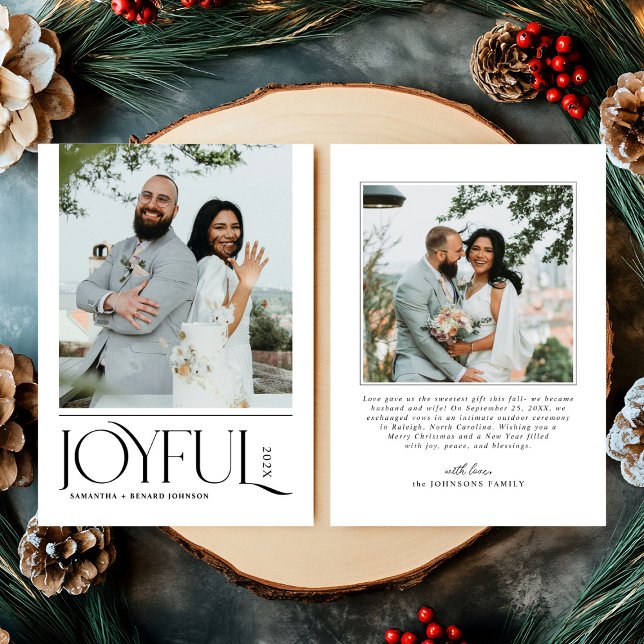 Modern Joyful Married Newlywed Merry Christmas Holiday Card (Creator Uploaded)