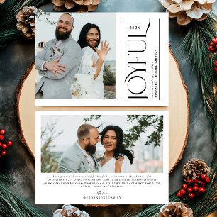 Modern Joyful Married Newlywed Merry Christmas Holiday Card