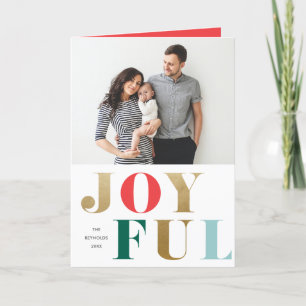 Modern Joyful Type Elegant 2 Photo Christmas  Holiday Card