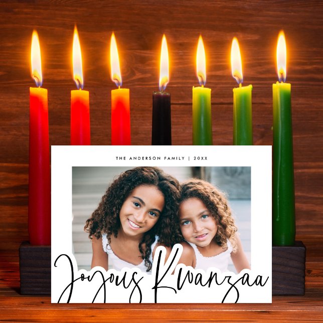 Modern Joyous Kwanzaa Mudcloth Pattern Photo Holiday Card (Creator Uploaded)