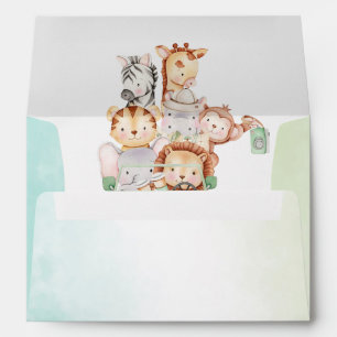 Modern Jungle Animals Greenery  Safari Watercolor  Envelope