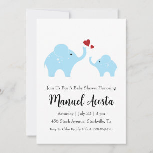 modern jungle elephant baby shower invitations