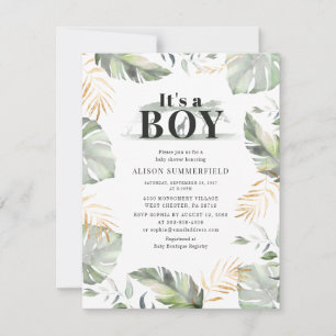 Modern Jungle Giraffe Boy Baby Shower Invitation