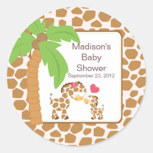 Modern Jungle Giraffe Safari Baby Shower Sticker