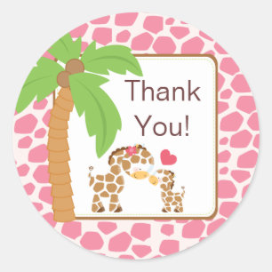 Modern Jungle Giraffe Safari Baby Shower Sticker