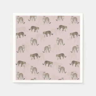 Modern Jungle Leopard Animals Pink Pattern Napkin