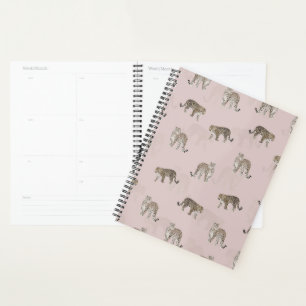 Modern Jungle Leopard Animals Pink Pattern Planner